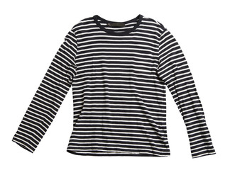 Striped long-sleeved shirt isolated on a white background, concept of fashion and apparel