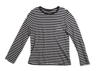 Striped long-sleeved shirt isolated on a white background, concept of fashion and apparel