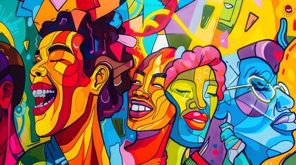 Vibrant and Expressive Abstract Faces Portraying Diverse Emotions and Cultures