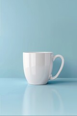 Obraz premium white mug mockup on a blue background copy space
