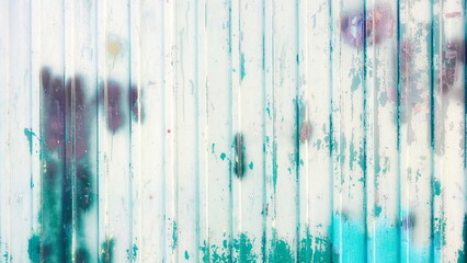 Weathered Pale Blue Wooden Panel With Streaks Of Turquoise Frontal View Textured Surface