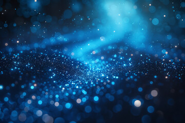 Abstract Blue Bokeh Lights with Radiant Beams