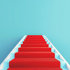 Starry red carpet, staircase going to the sky, isolated background.