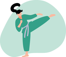 The girl is doing karate.