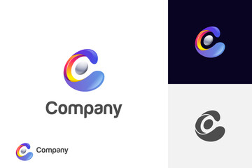 initial Letter c with dots logo icon design, abstract letter logo design for technology brand identity design