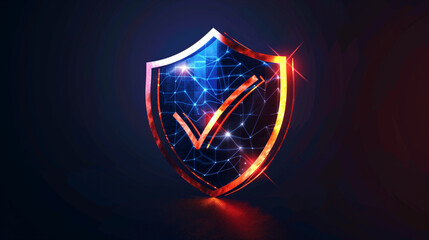 Shield with checkmark lock and negative space