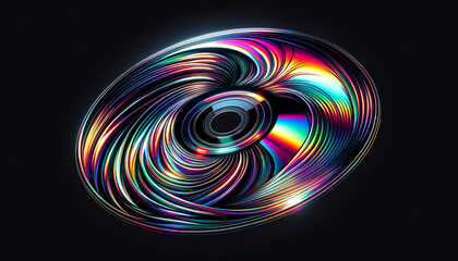 Reflective Light Play on a Rotating CD: Iridescent Colors Captured
