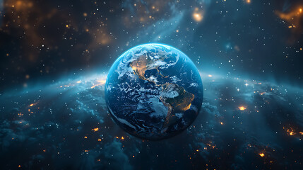 Obraz premium Business Blue Color Block Earth Background. Generative Ai