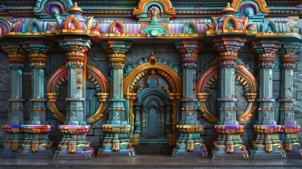 south indian hindu temple wall with arch