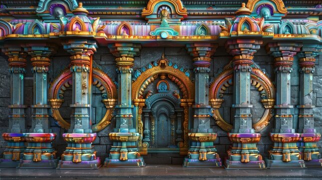 south indian hindu temple wall with arch