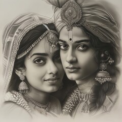 traditional hindu krisha and radha