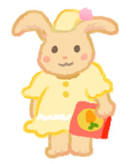 眠る前に本を読んで貰いたいウサギの女の子