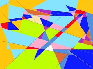 The area is divided by various colored lines into different shapes painted in different bright colors. Background with bright colors. Beautiful texture of different colors and different shapes.