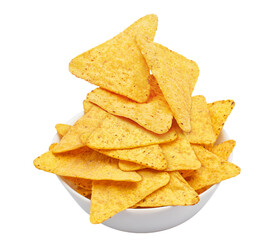 Delicious mexican nachos chips in a bowl, cut out