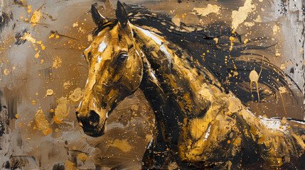 A painting of a horse with a splash of paint on its face