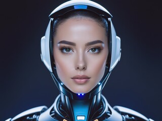 portrait of Headshot of a futuristic AI robot