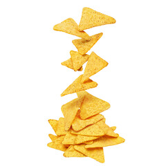 Flying delicious nachos chips, cut out