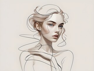 portrait of a woman line art design 