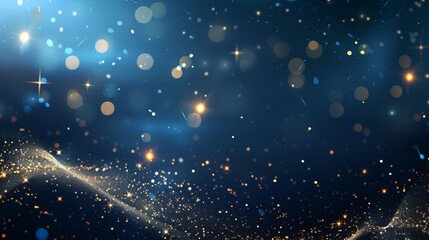 Starry Christmas Night with Snowflakes and Stars Background.