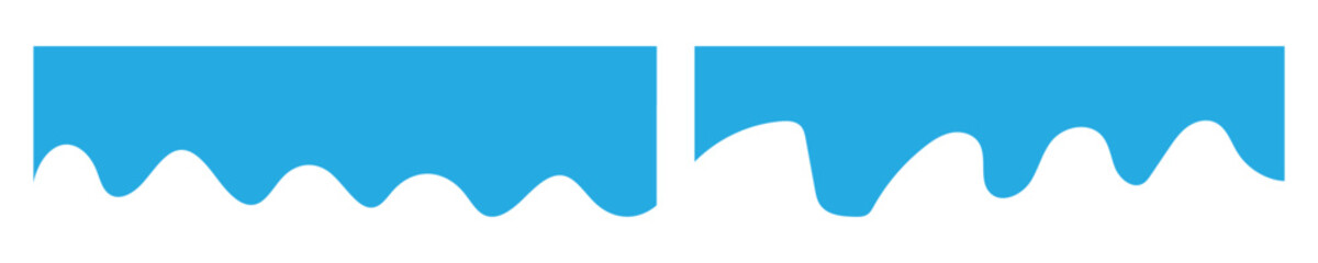 Website border and header set with drops, waves, organic and geometric shapes. Isolated vector template for website, app, poster, banner.