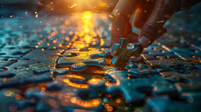 A playful depiction of a puzzle piece running away from the puzzle board, leaving a trail of confused other pieces
