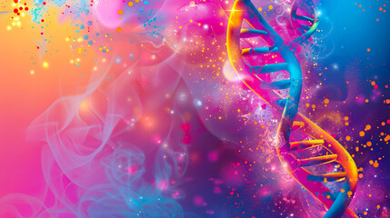 Dna molecule on a colorful background.