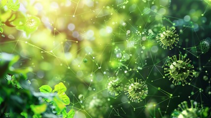 Green leaves and sunlight with bokeh background.