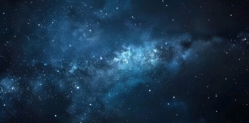 Fototapeta na wymiar Blue night starry sky, space background. Wallpaper with a serene blue night sky