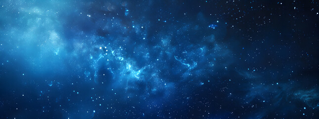 Fototapeta premium Blue night starry sky, space background. Wallpaper with a serene blue night sky