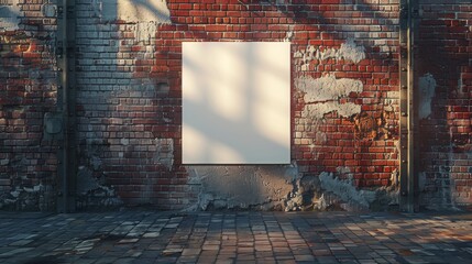 This is an image of a blank billboard on a brick wall