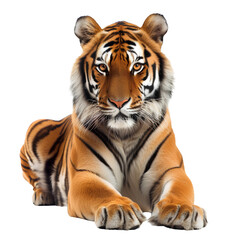Obraz premium Majestic Tiger Resting in Natural Habitat, isolated, transparent background, white background, no background