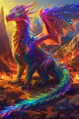 Trading card design featuring a mythic dragon