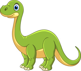 Cartoon funny Brontosaurus isolated on white background