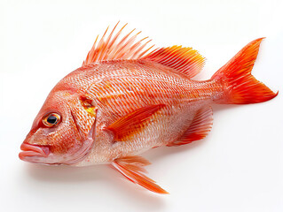 A red fish on a white background. - obrazy, fototapety, plakaty