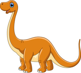 Cartoon funny Brontosaurus isolated on white background