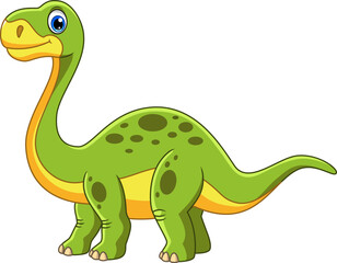 Cartoon funny Brontosaurus isolated on white background