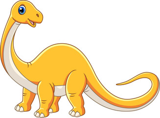 Cartoon funny Brontosaurus isolated on white background