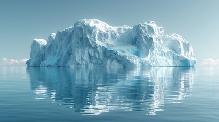 A large ice block floating in the ocean