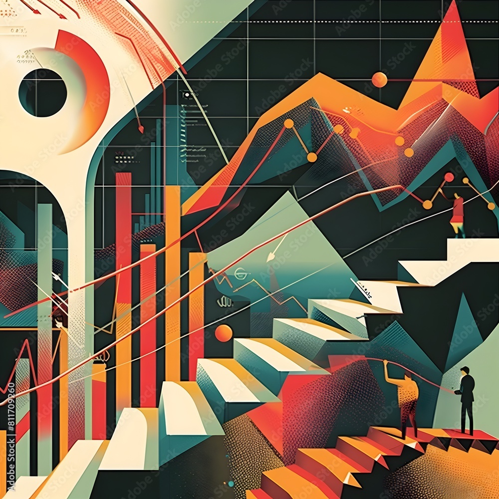 Poster illustrated infographic series visualizing the relationship between index and macroeconomic