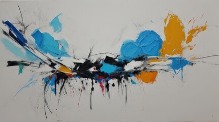 abstract expressionist painting with white background