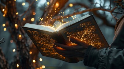 Reviving nature  man uses glowing book to transform dead tree into captivating living artwork