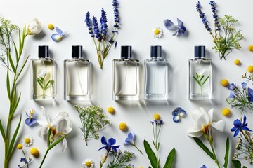 Subtle reflection in boutique ambiance combines odor and smell of delicate perfume, enhancing flacon design with manufacturing sophistication
