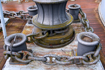mooring pulleys of an old ship