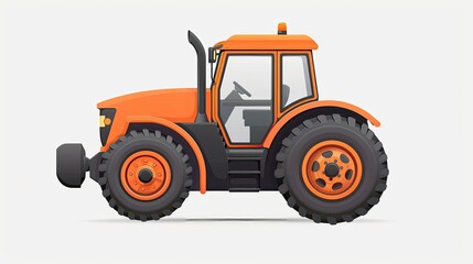 Obraz premium A cartoon tractor with orange wheels and a black cab