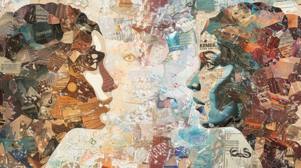 A collage featuring various angles of a womans face and intricate details of her hair, showcasing different expressions and styles