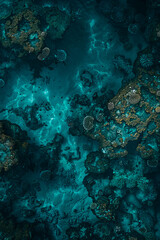 Obraz premium A view of the coral reefs from above.