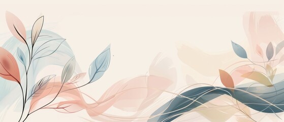 abstract line art background with organic shapes and nature elements (kitchen glass)