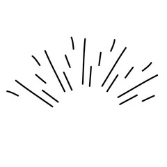 Hand drawn sunburst half circle with lines. Vector ilustration