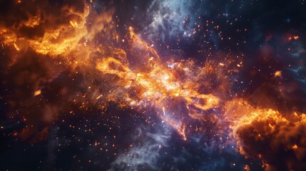 Obraz premium The image is an abstract painting of a nebula