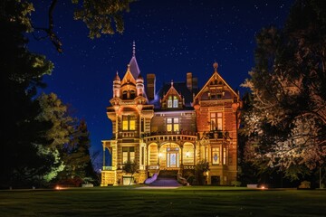 Obraz premium night scene of a historic castle